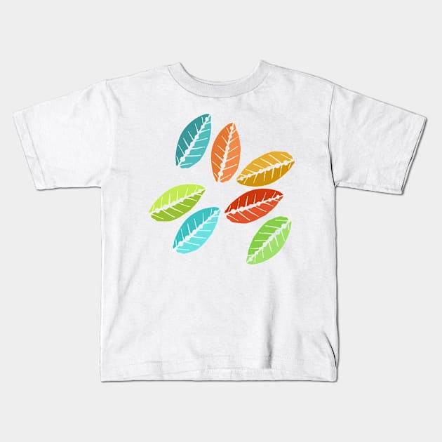 Digitally doodled leaves Kids T-Shirt by bestree